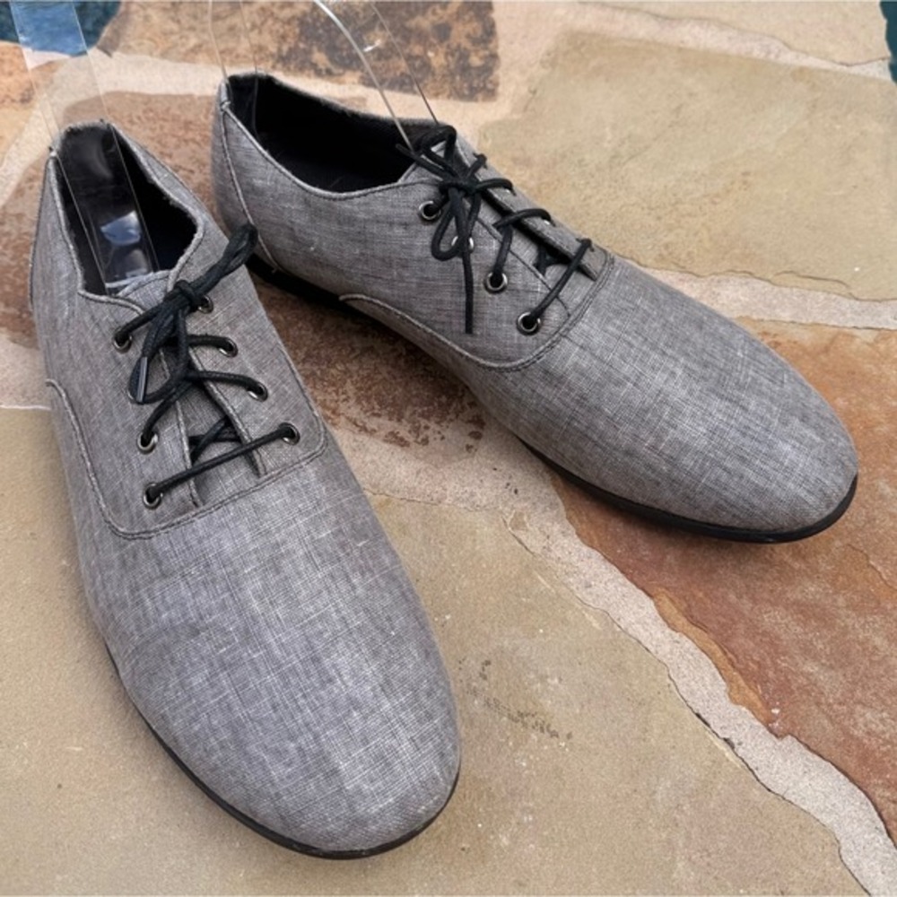 Bed Stu Mambana Men's Gray Canvas Oxford Shoes Size 9 EU 42 Minimal Lace Up NWOT